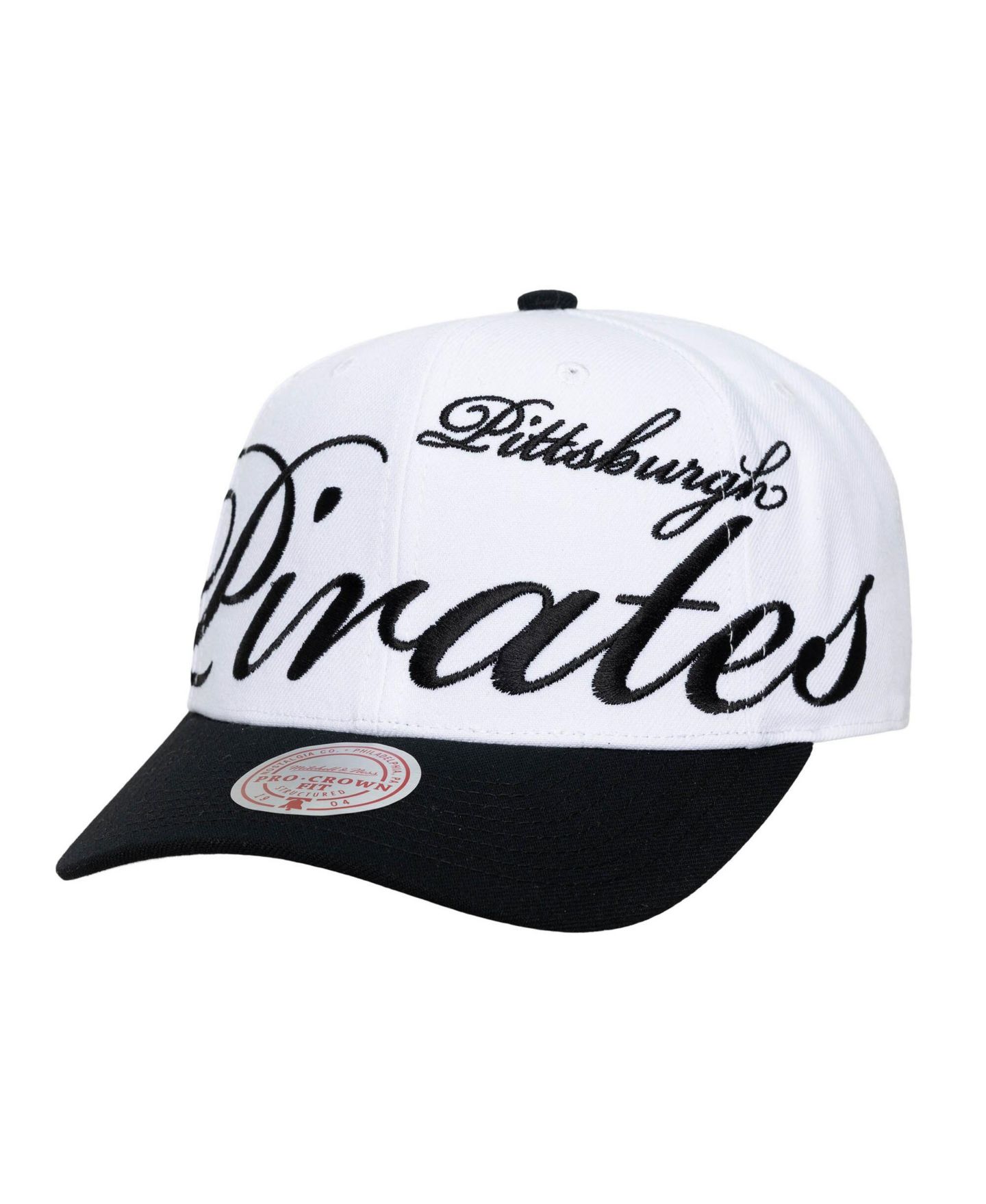 Кепка Mitchell & Ness White/Black Pittsburgh Pirates XL Script Pro Crown Adjustable Hat — фото 5