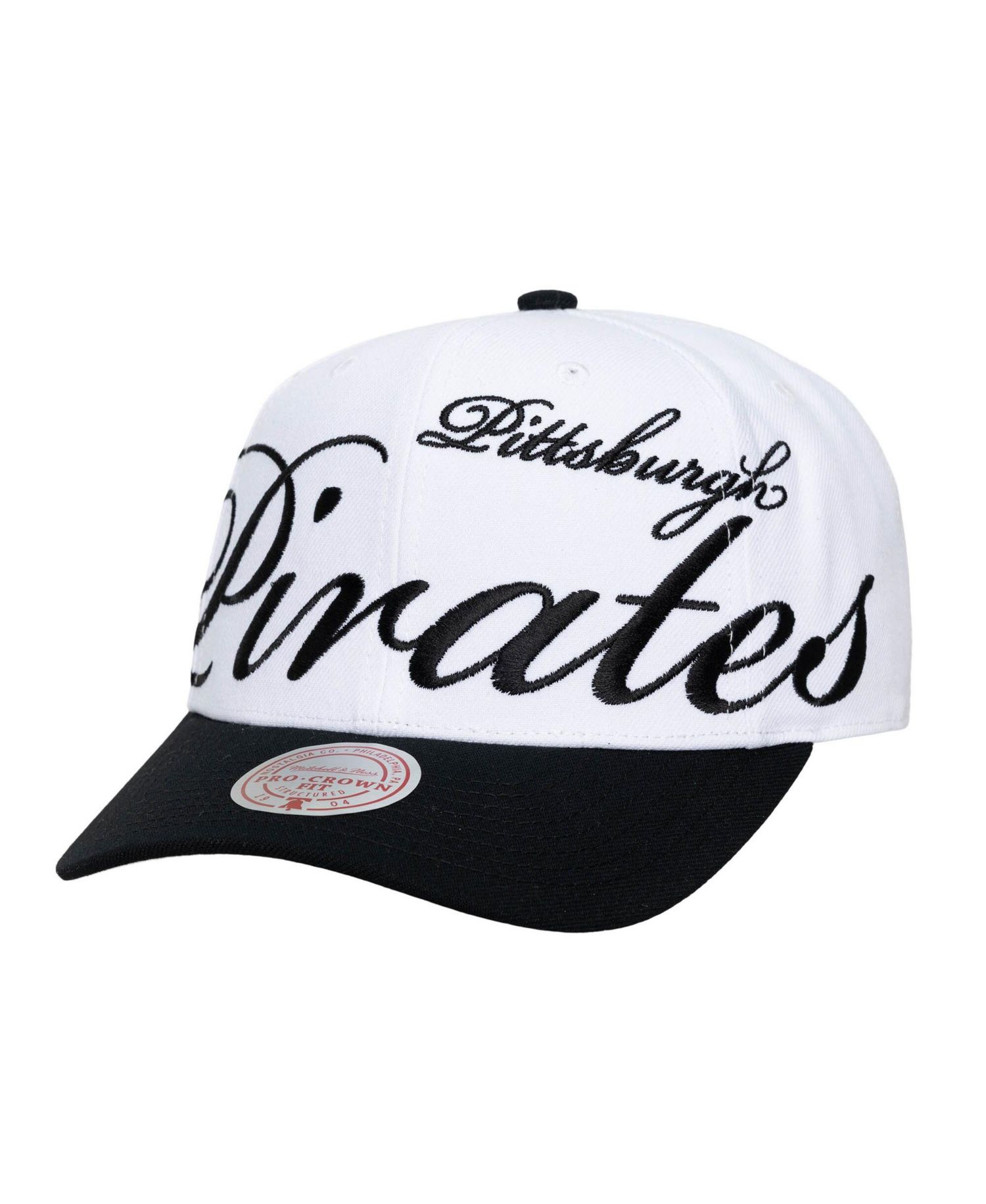 Men's and Women's White/Black Pittsburgh Pirates XL Script Pro Crown Adjustable Hat
