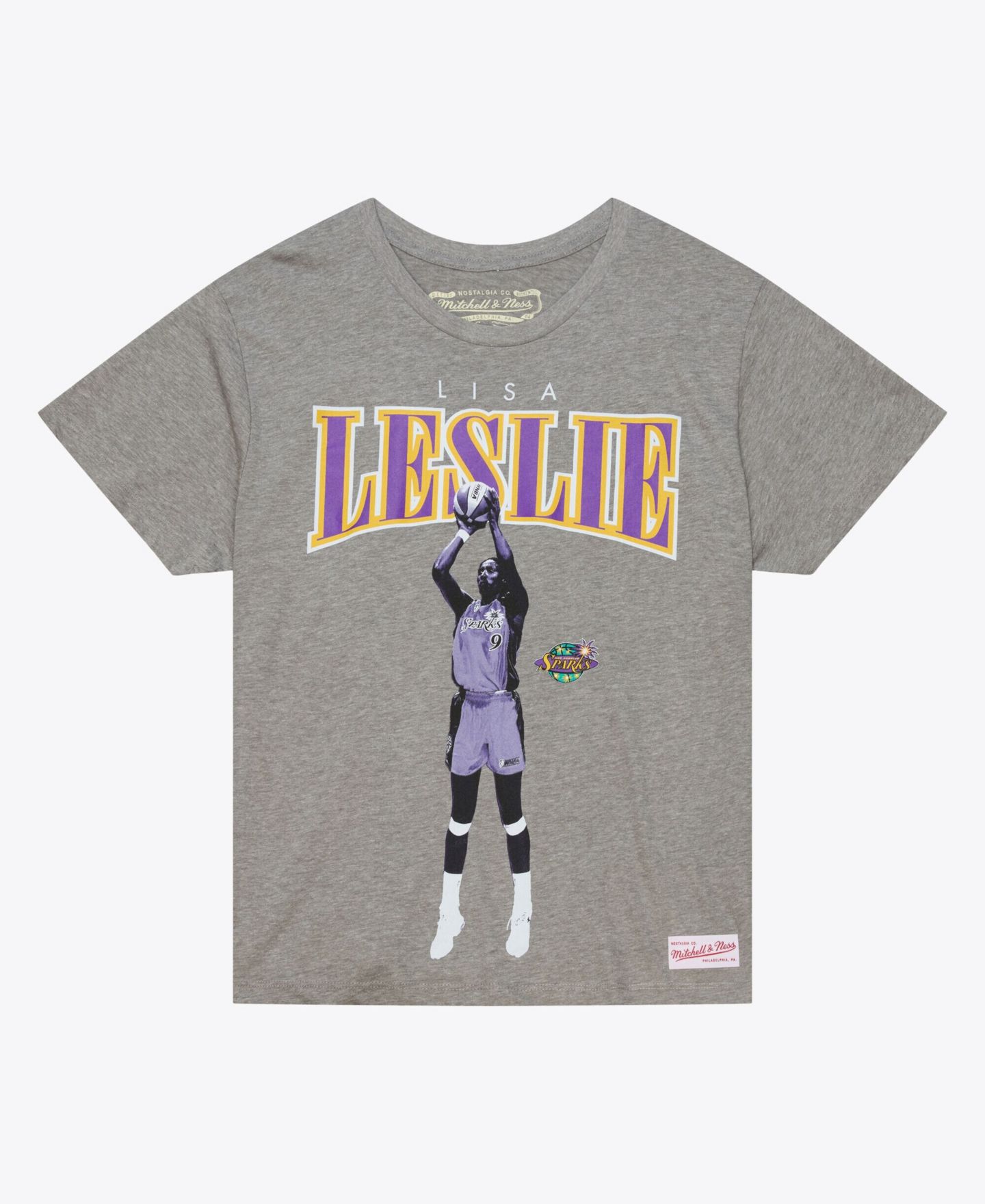 Футболка Mitchell & Ness Lisa Leslie Heather Gray Los Angeles Sparks Court Origins Player Boyfriend — фото 3
