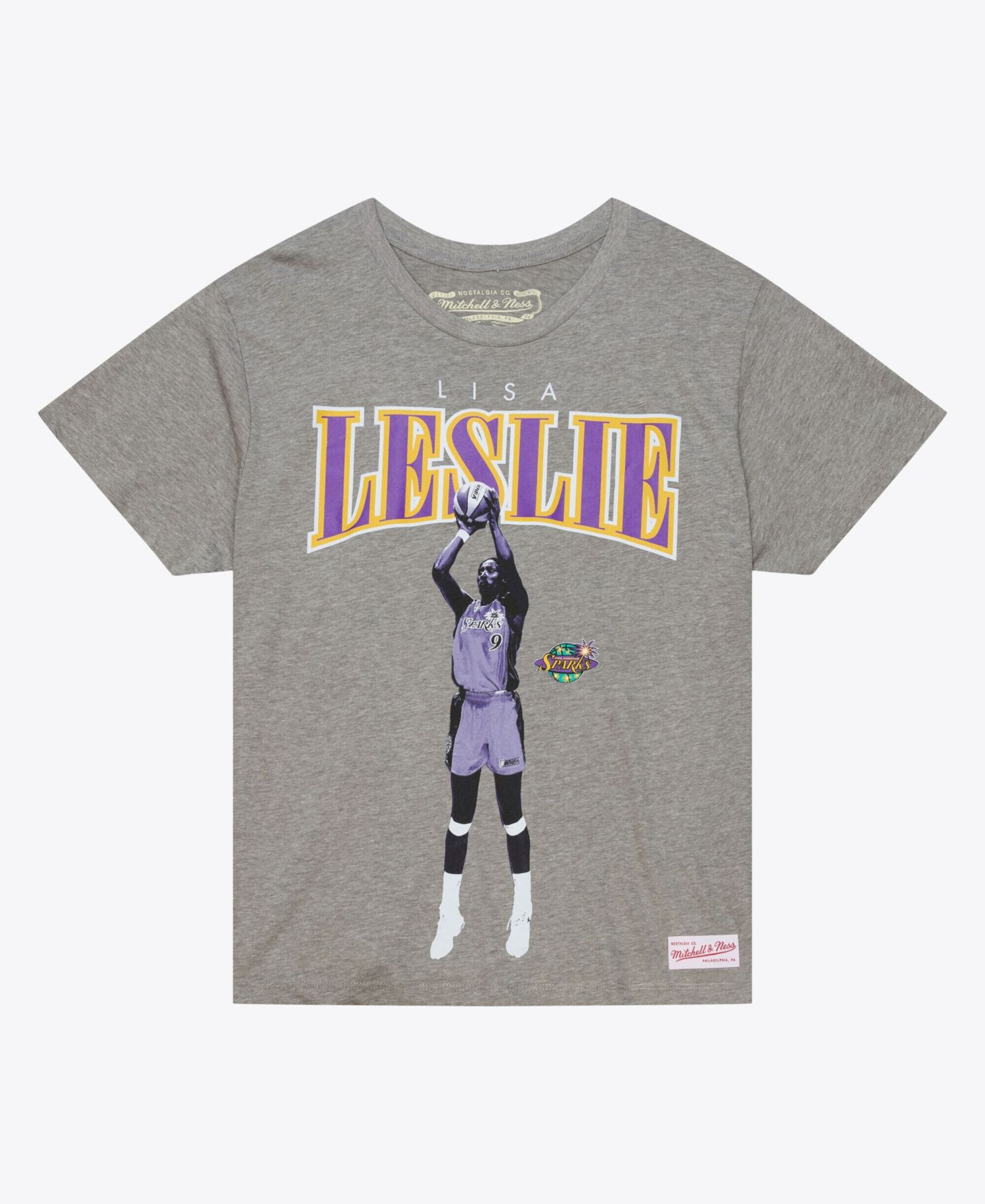 Men's and Women's Lisa Leslie Heather Gray Los Angeles Sparks Court Origins Player Boyfriend T-Shirt
