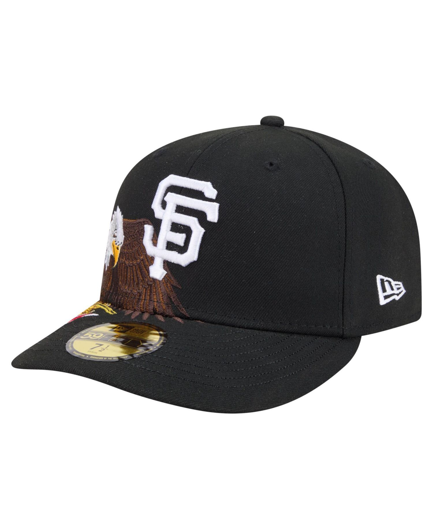 Men's Black San Francisco Giants Americana Bald Eagle Pre-Curved 59FIFTY Fitted Hat