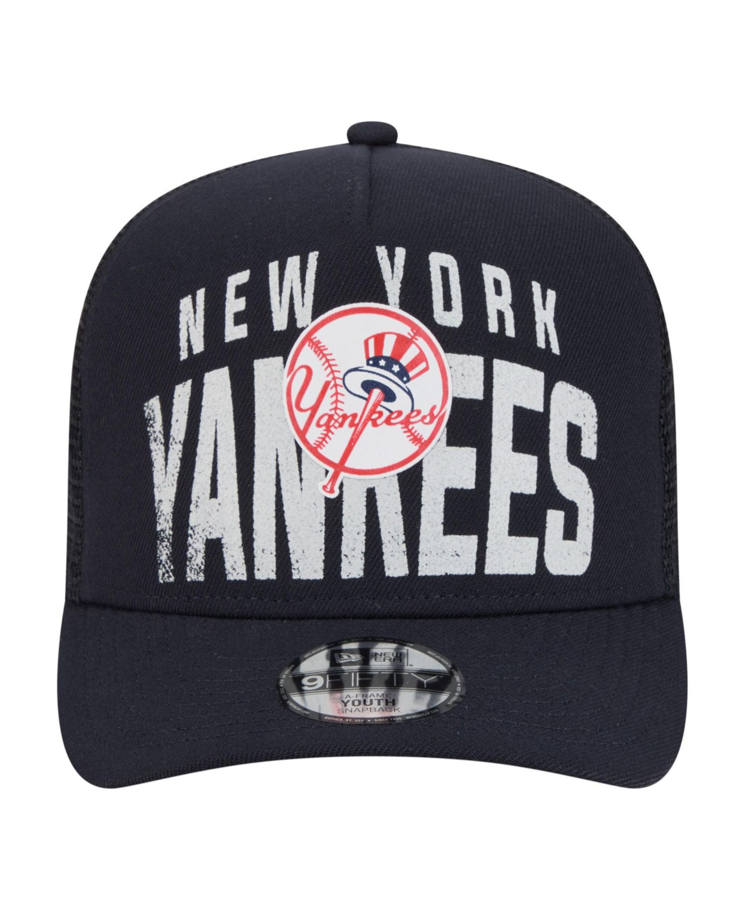 Big Boys and Girls Navy New York Yankees Logo Fade A-Frame 9FIFTY Snapback Hat