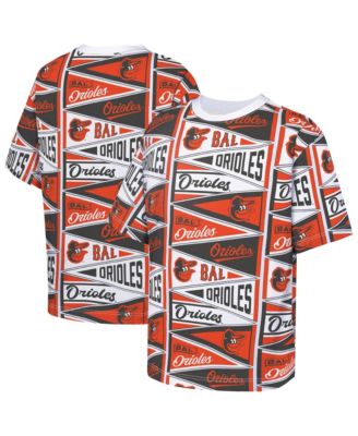 Big Boys and Girls Orange Baltimore Orioles All-Over Pennant T-Shirt