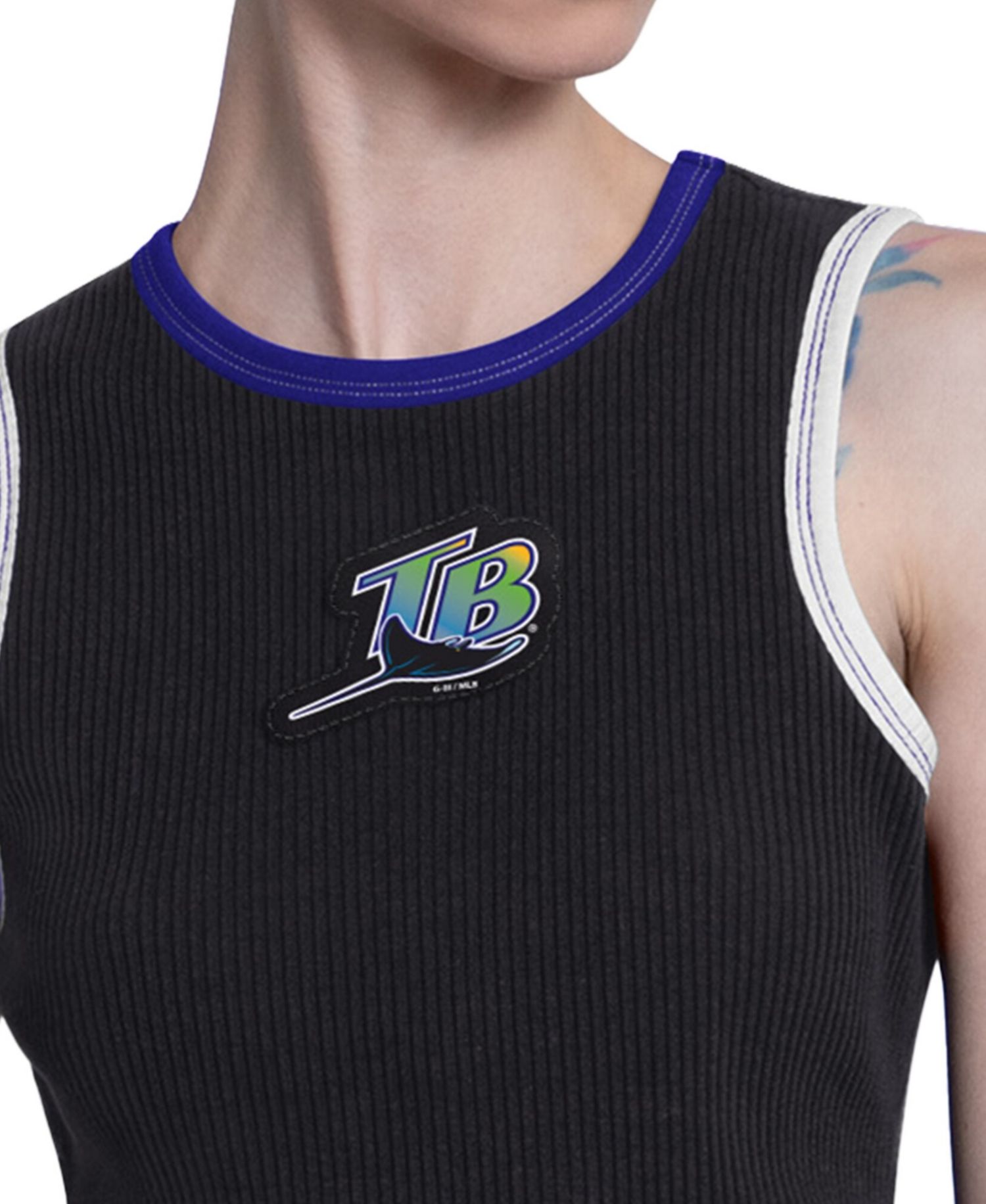 Women's Black Tampa Bay Rays Cooperstown Play the Ball Crop Tank Top