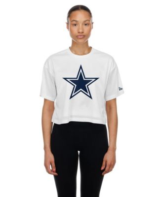 Women's White Dallas Cowboys Summer Mesh Cropped Boxy T-Shirt