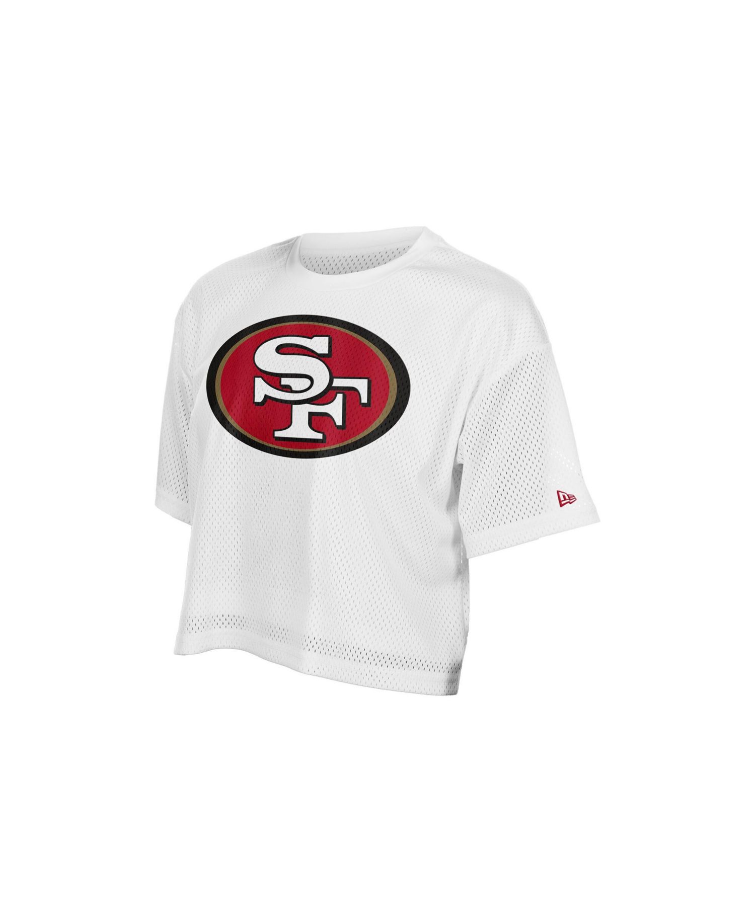 Women's White San Francisco 49ers Summer Mesh Cropped Boxy T-Shirt