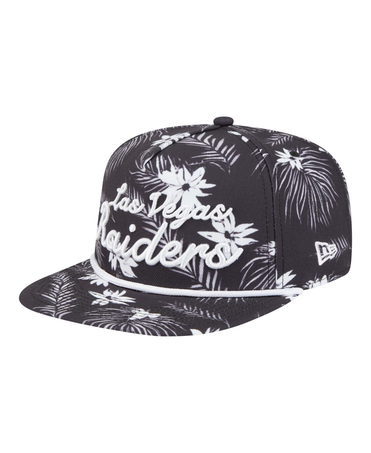 Men's Black Las Vegas Raiders Palm Print A-Frame 9FIFTY Snapback Hat
