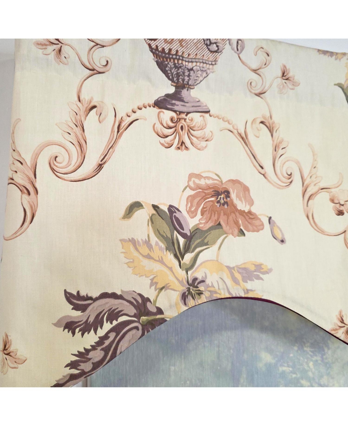 Rlf Home Urn Corded Cornice Window Valance 100% Cotton Lined Rod Pocket