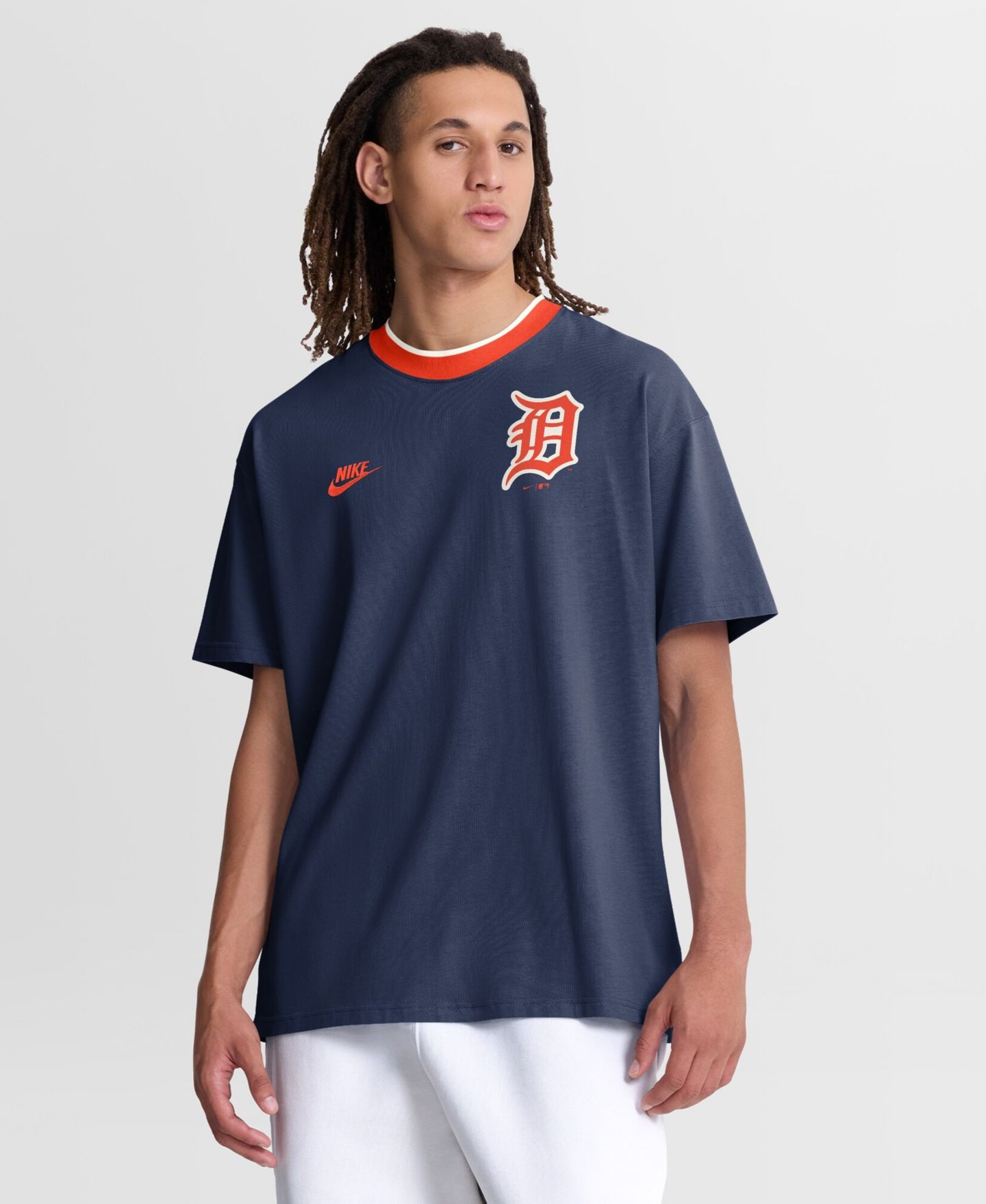 Мужская футболка Nike Navy Detroit Tigers Cooperstown Collection Ringer — фото 1