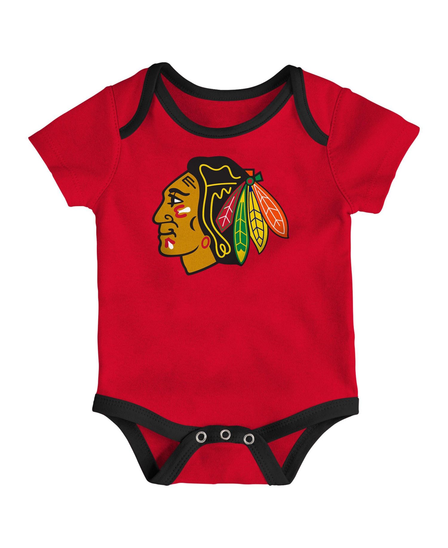 Baby Boys and Girls 3-Piece Chicago Blackhawks Triple Header Bodysuit Set