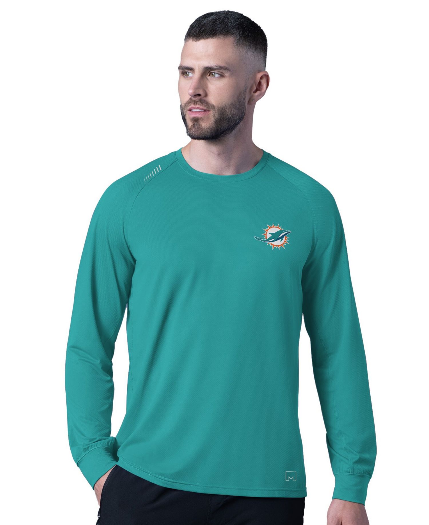 Men's Aqua Miami Dolphins Forward Long-Sleeve T-Shirt