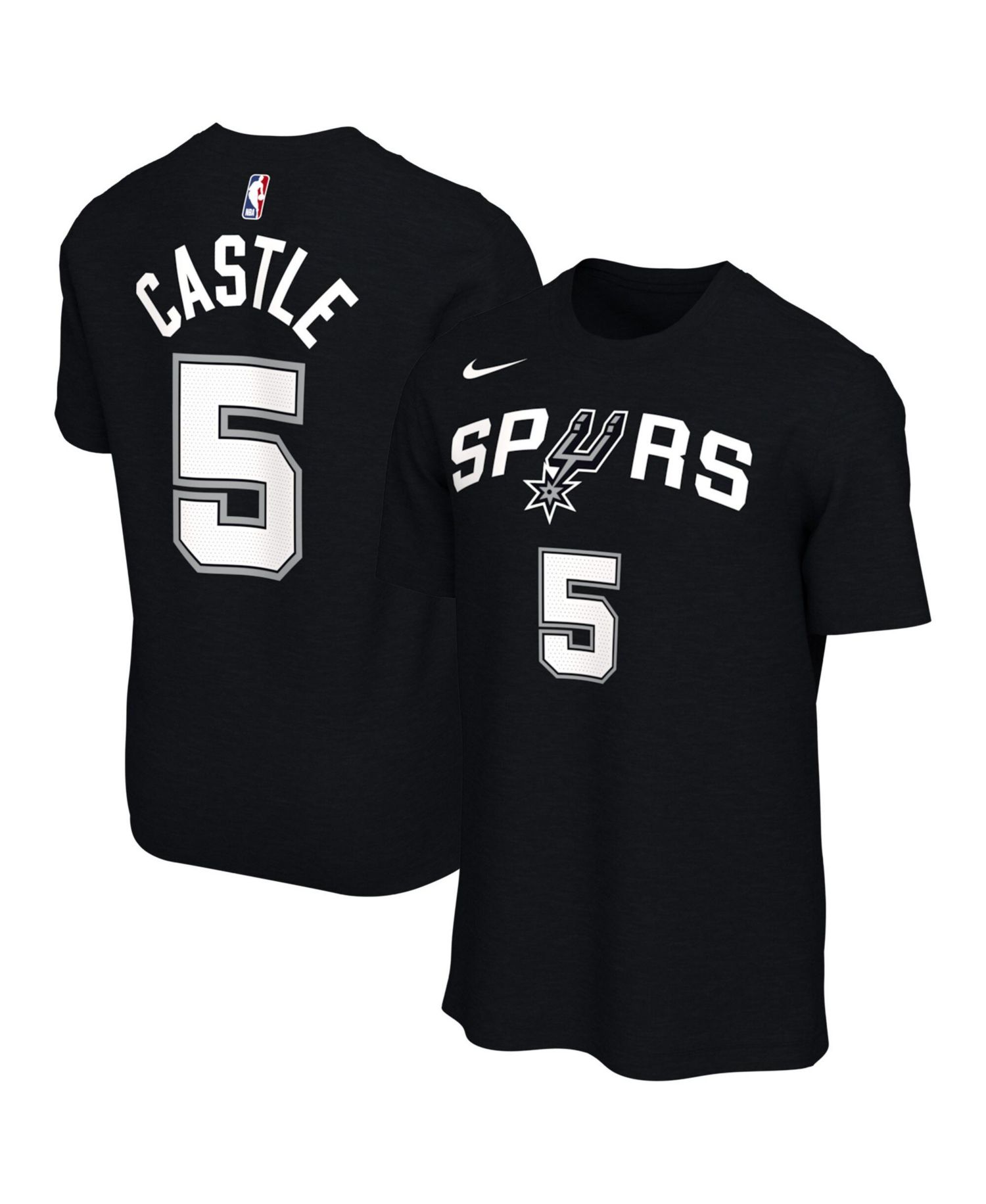 Men's and Women's Stephon Castle Black San Antonio Spurs Name & Number T-Shirt