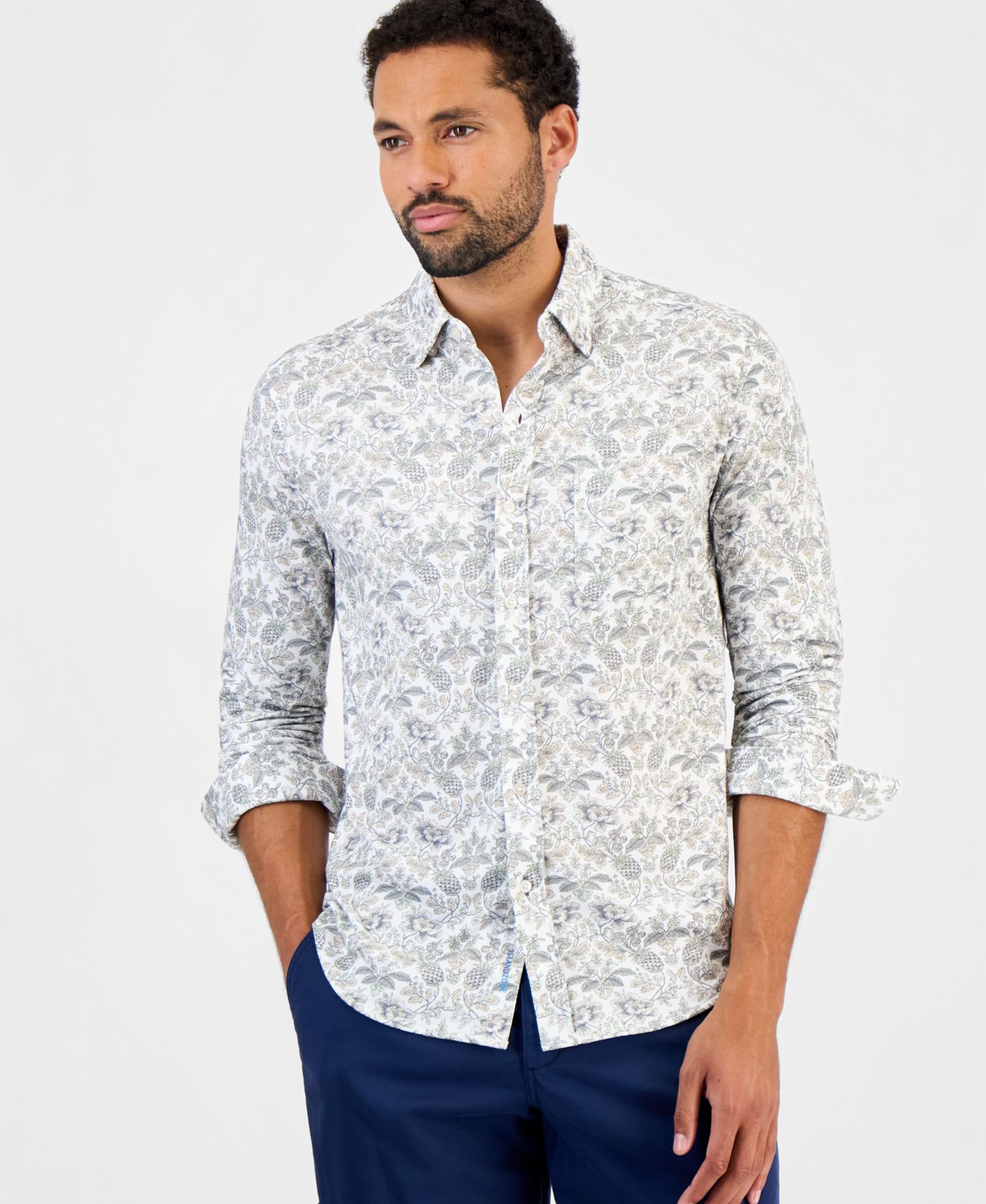 Мужская рубашка Tommy Bahama San Lucio Pina Long-Sleeve Classic-Fit Resort Button-Up, цвет: Рыжевато-коричневый — фото 1