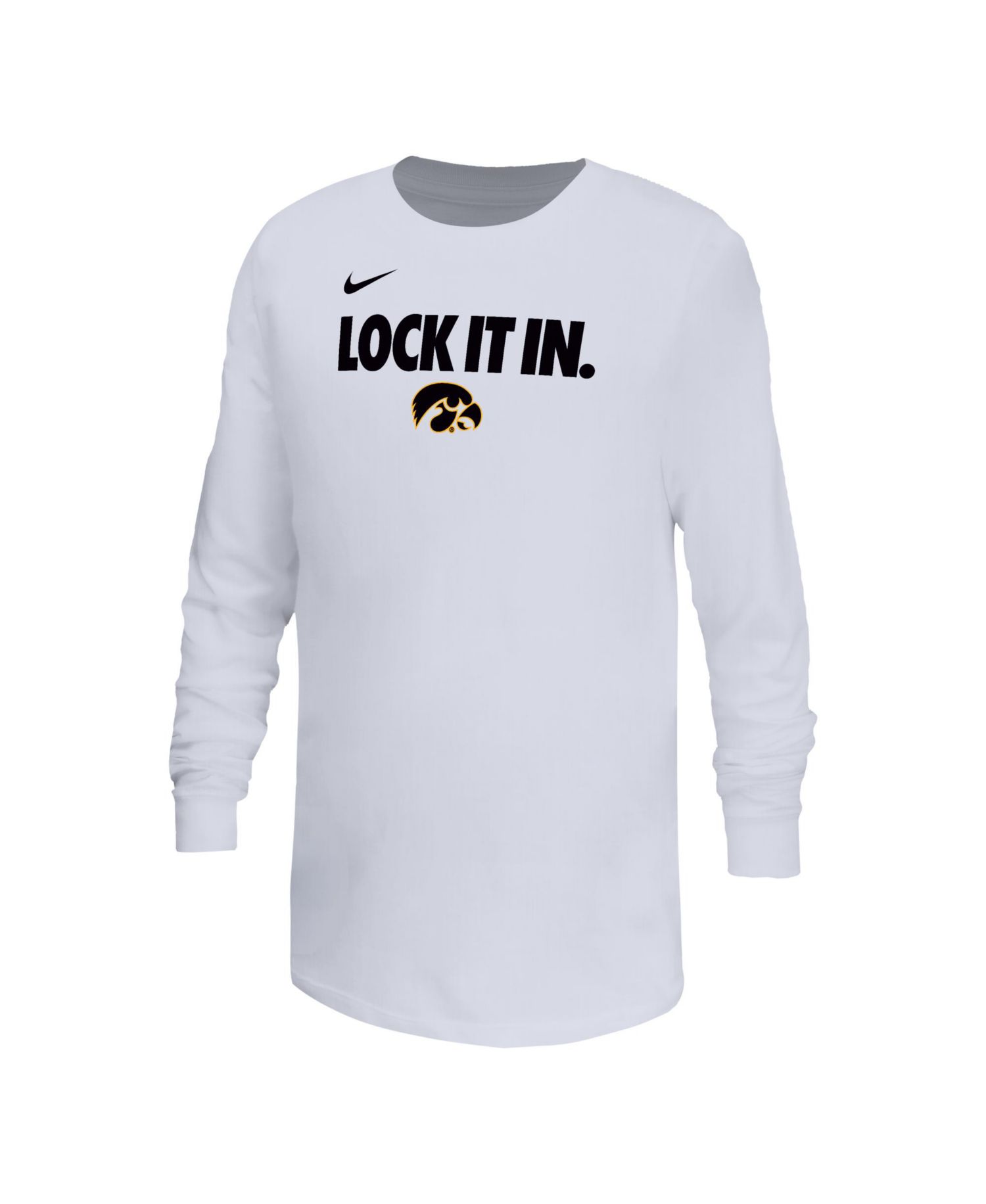 Big Boys and Girls White Iowa Hawkeyes On-Court Bench Legend Dri-FIT Long Sleeve T-Shirt