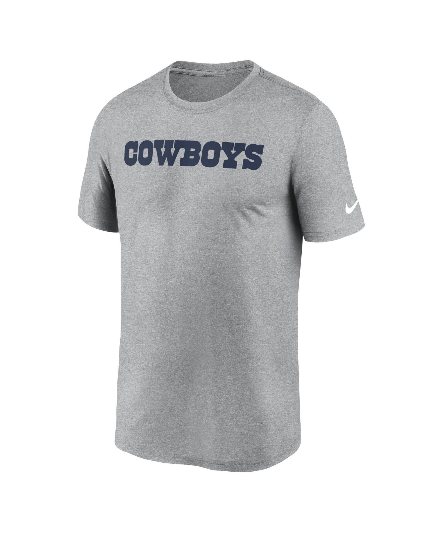 Men's Heather Gray Dallas Cowboys Primetime Legend Wordmark Dri-FIT T-Shirt