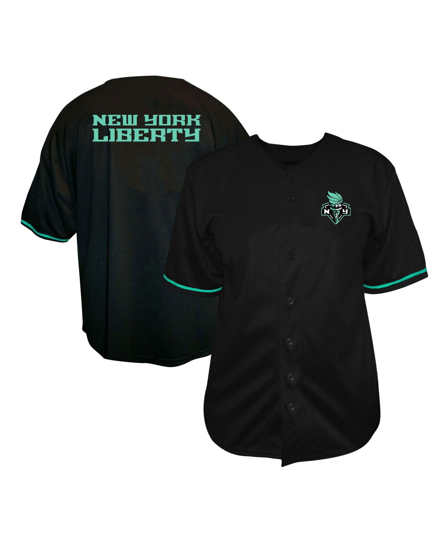 Мужской топ Fanatics Black New York Liberty Big & Tall Full-Button Fashion Jersey — фото 1