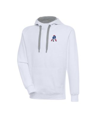 Men's White New England Patriots Throwback Logo Victory Pullover Hoodie
