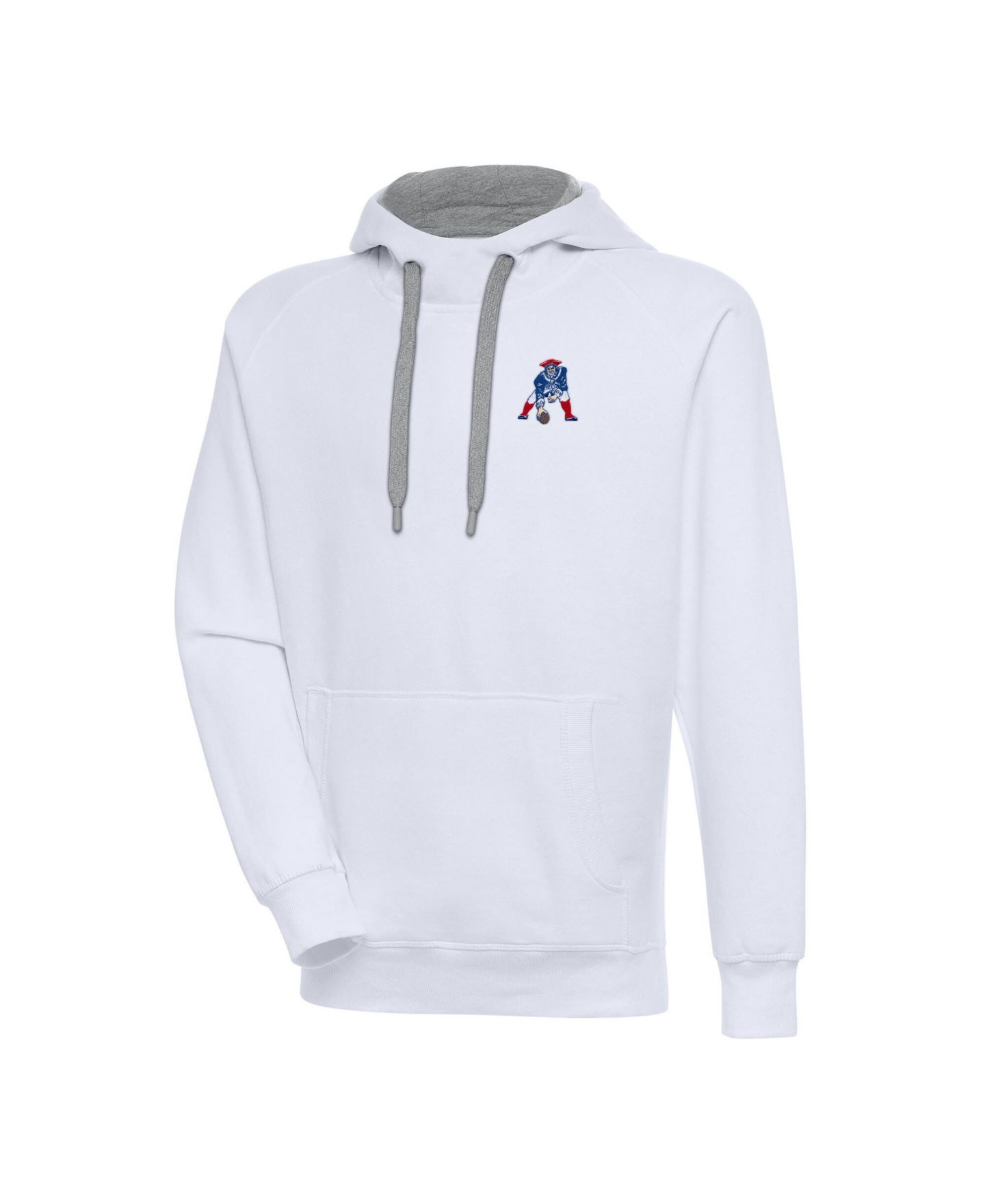 Мужское худи Antigua White New England Patriots Throwback Logo Victory Pullover — фото 1