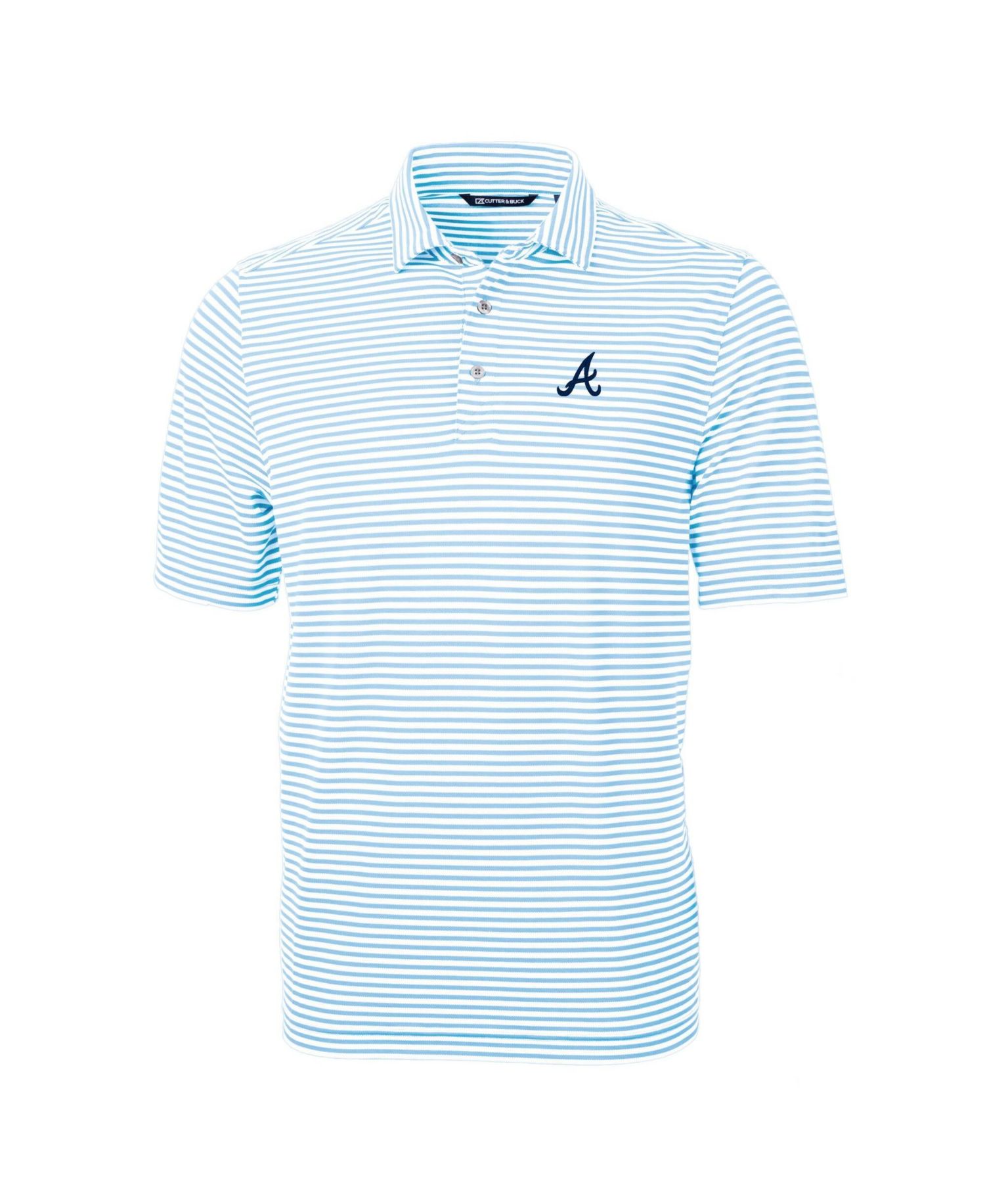 Men's Powder Blue Atlanta Braves Virtue Eco Pique Stripe Polo Shirt