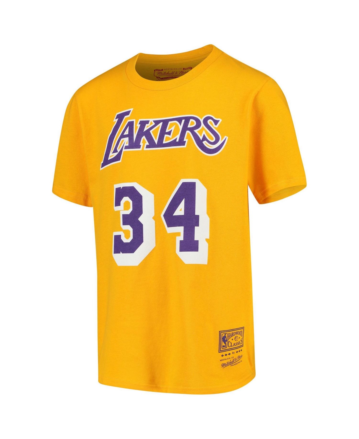 Big Boys and Girls Shaquille O'Neal Gold Los Angeles Lakers Hardwood Classics Name & Number T-Shirt