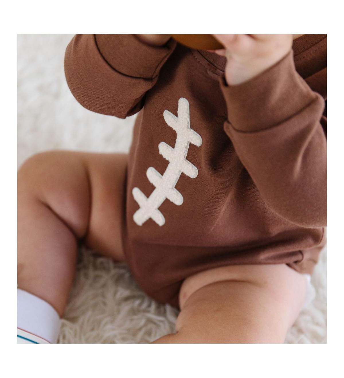 Sweet Wink Baby Boys Football Lace Patch Long Sleeve Romper