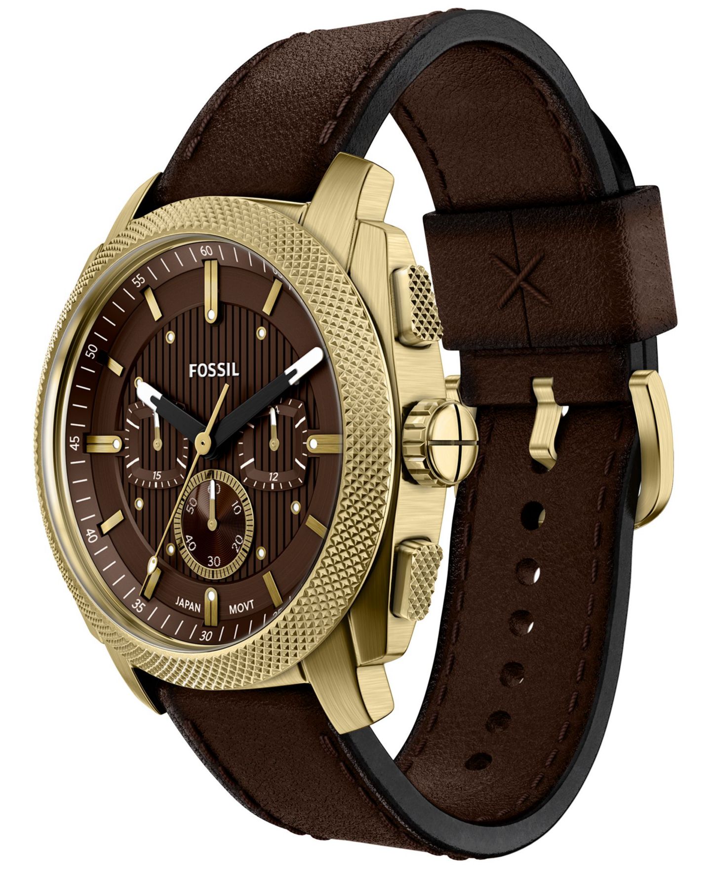 Мужские часы Fossil Machine Chronograph Brown Leather 44mm — фото 5