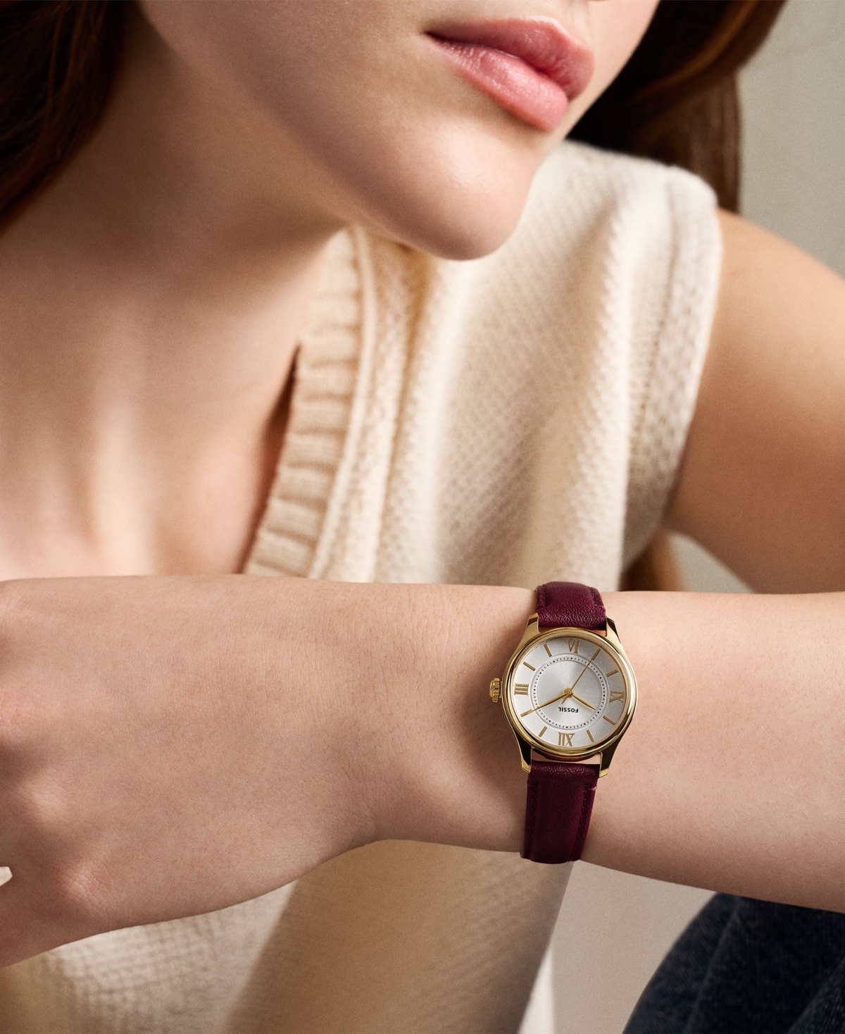 Fossil Women's Gilmore Three-Hand Red Leather Watch 28mm