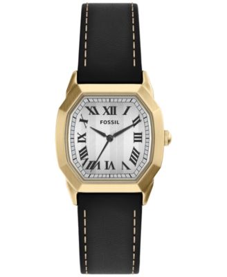 Men's Harlow Three-Hand Black Leather Watch 33mm