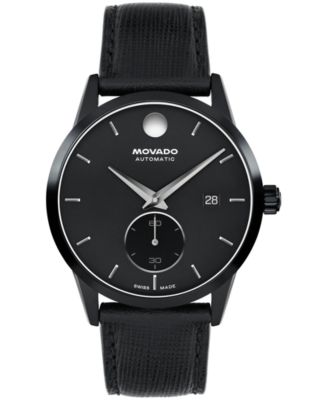 Men's Museum Taga Swiss Automatic Black Leather Watch 40mm