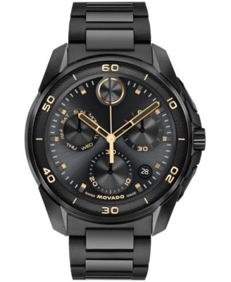 Men's Bold Verso S Swiss Quartz Chrono Ionic Plated Black Stainless Steel Watch 44mm