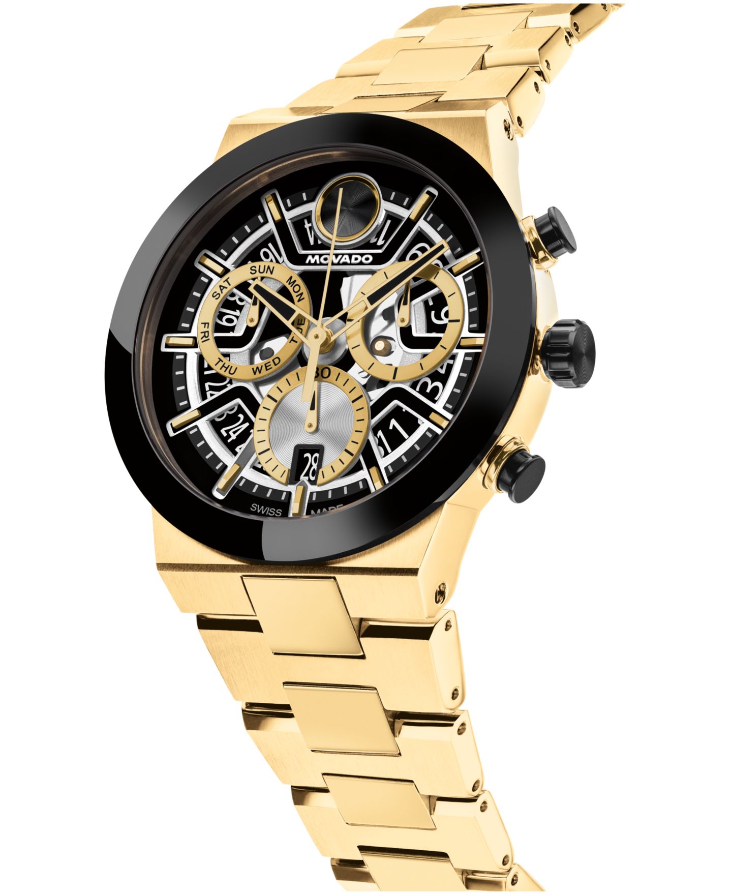 Мужские часы Movado Bold Fusion, швейцарский кварцевый хронограф, Light Gold, 44.50 мм — фото 2