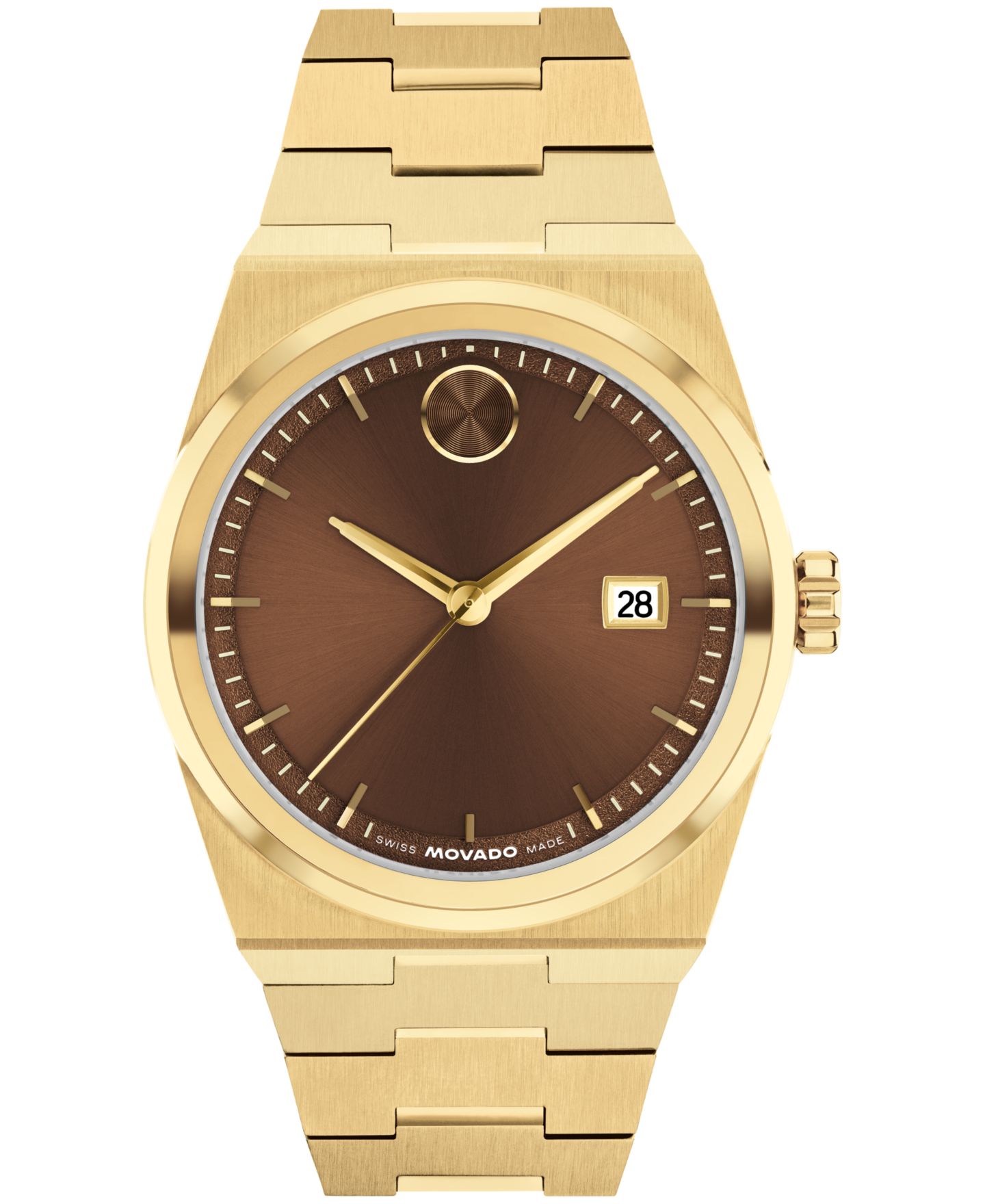 Мужские часы Movado Bold Quest Swiss Quartz Ionic Plated Light Yellow Gold Steel Watch 40mm — фото 1