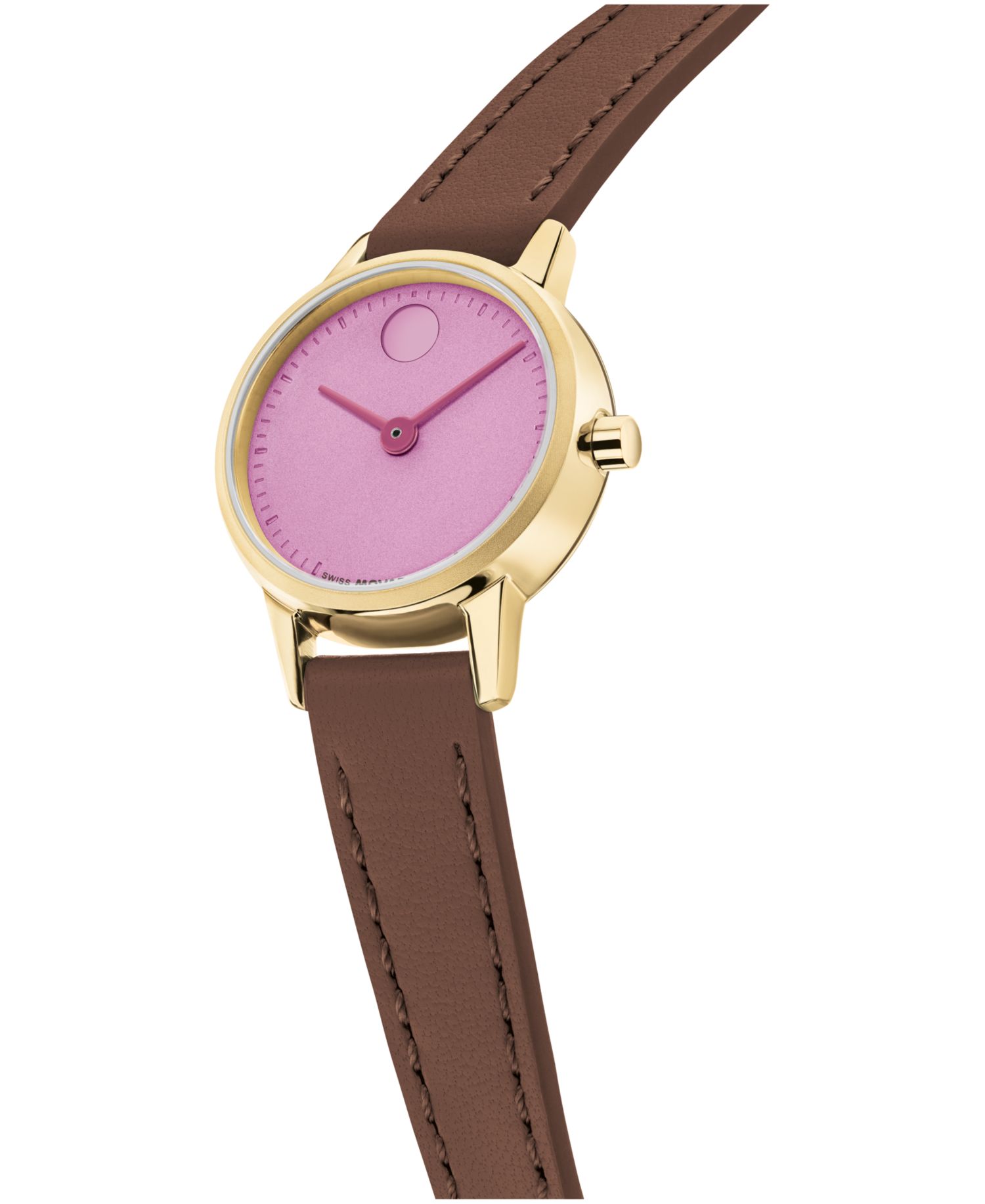 Women's Baby Face Swiss Quartz Warm Brown Leather Watch 22.50mm