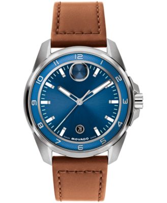 Men's Bold Verso S Swiss Quartz Cognac Leather Watch 42mm