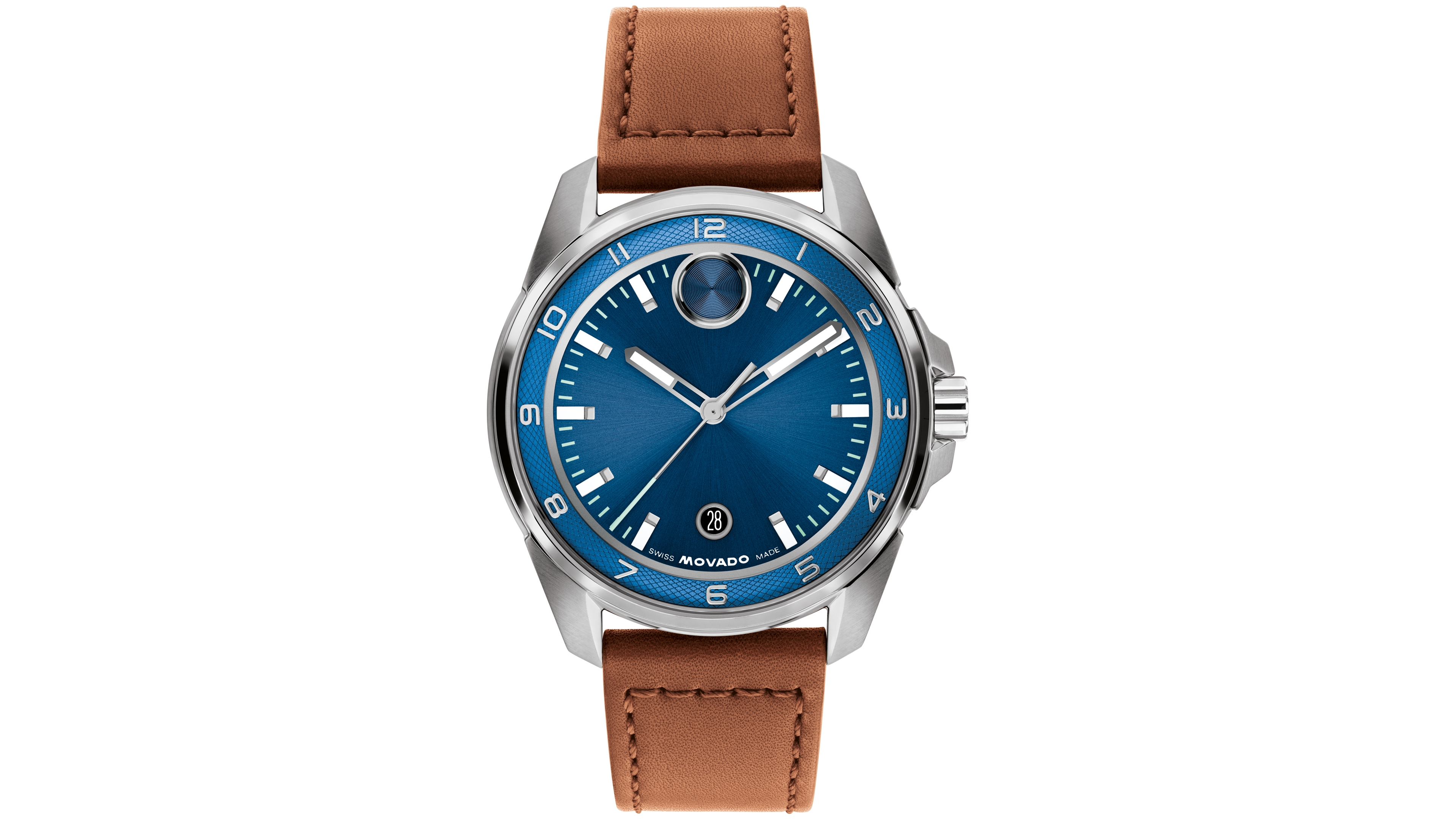 Movado Men's Bold Verso S Swiss Quartz Cognac Leather Watch 42mm