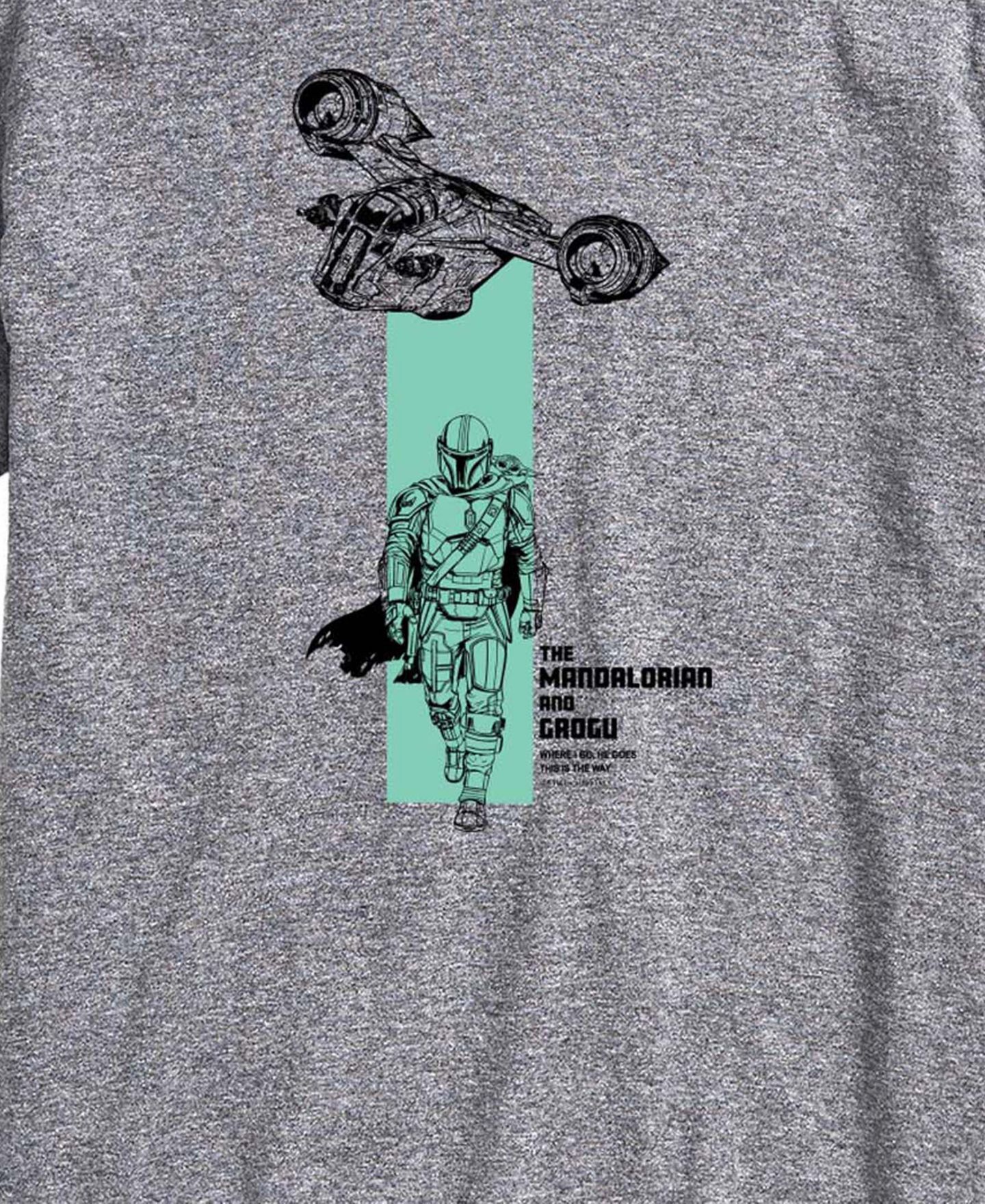 Мужская футболка AIRWAVES The Mandalorian & Grogu Spaceship Graphic, цвет: Меланжевый — фото 3