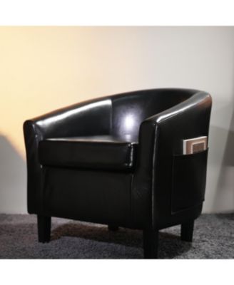 Accent Barrel Chairs Living Room Chairs Faux Leather Upholstered Club Armchairs with Soft Padded Seat for Bedroom Reading Waiting Room
