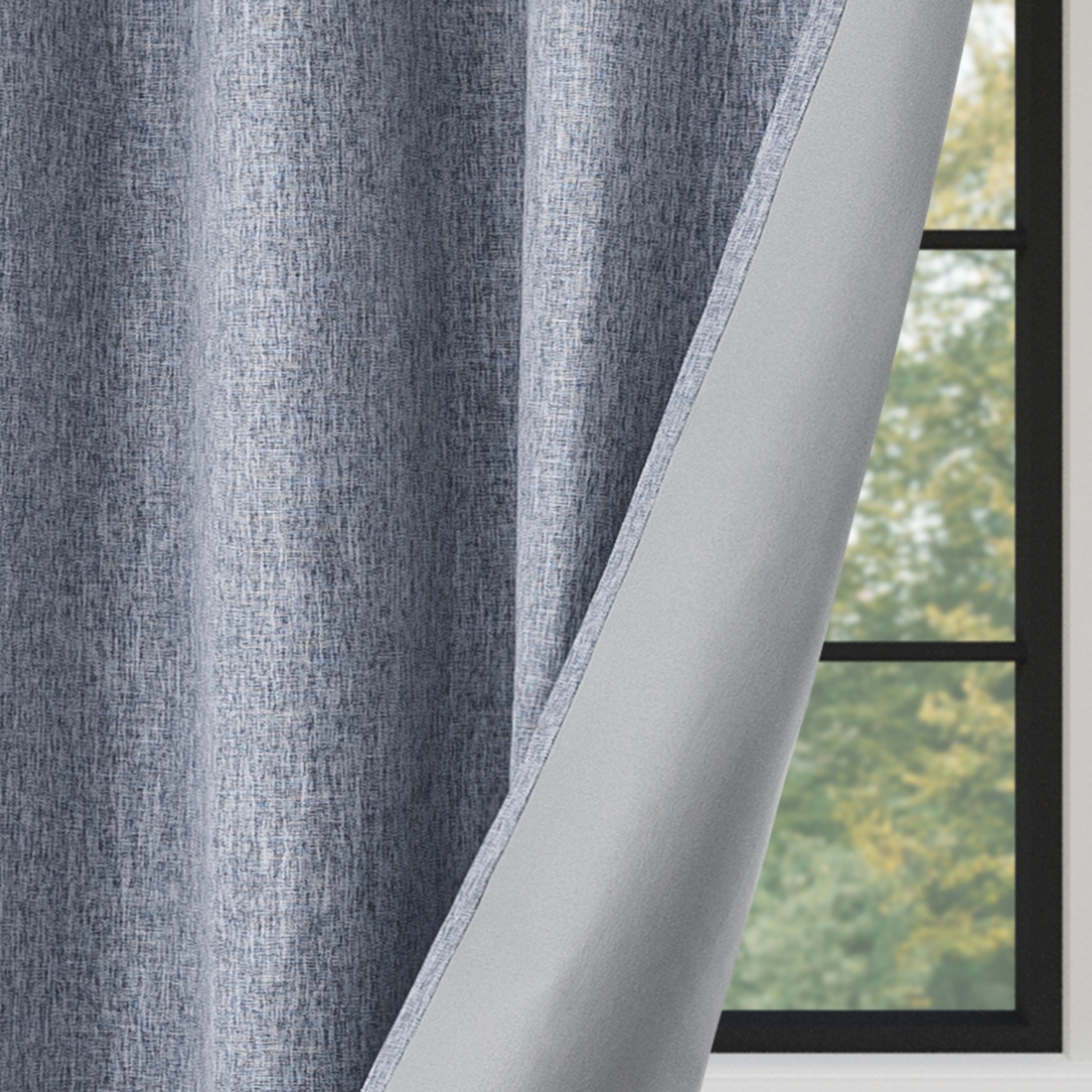 Awesome Home Linen Texture Blackout Grommet Curtains Pair (2 Panels