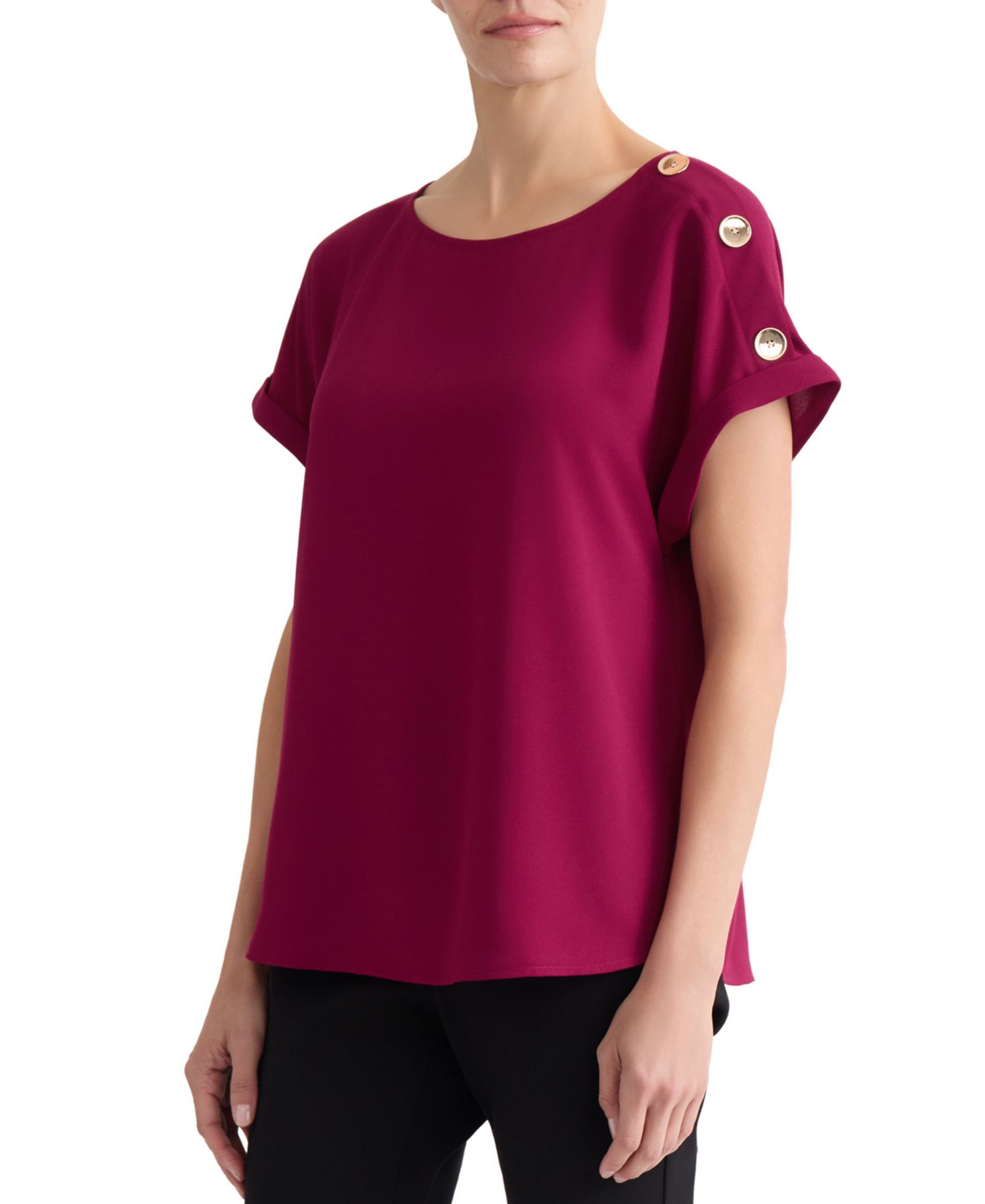Plus Size Short-Sleeve Round Neck Top