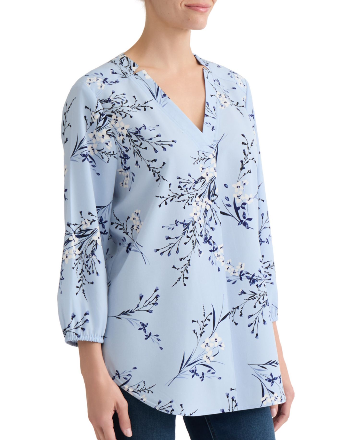 Plus Size Printed V-Neck Top