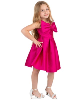 Girls' 2T-6X Mikado Bow Bodice Pleated Dress