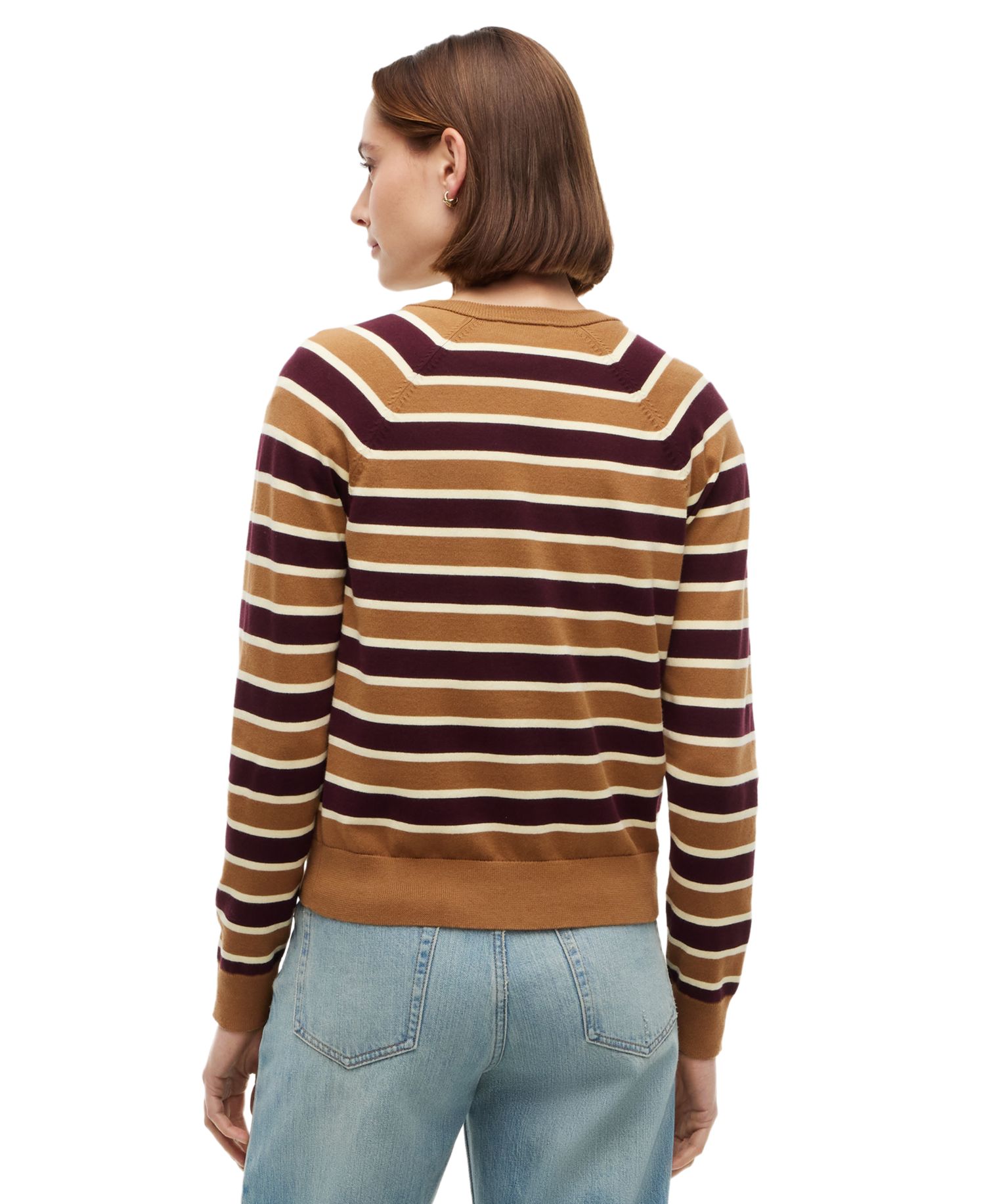Women's Striped Slim-Fit Crewneck Cardigan
