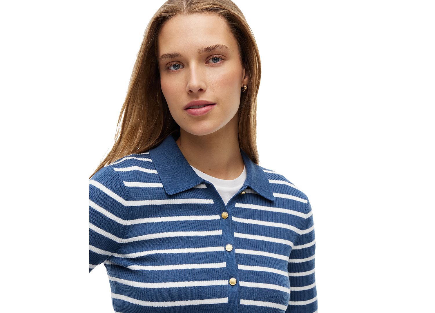 Women's Fine Gauge Polo Collar Cardigan