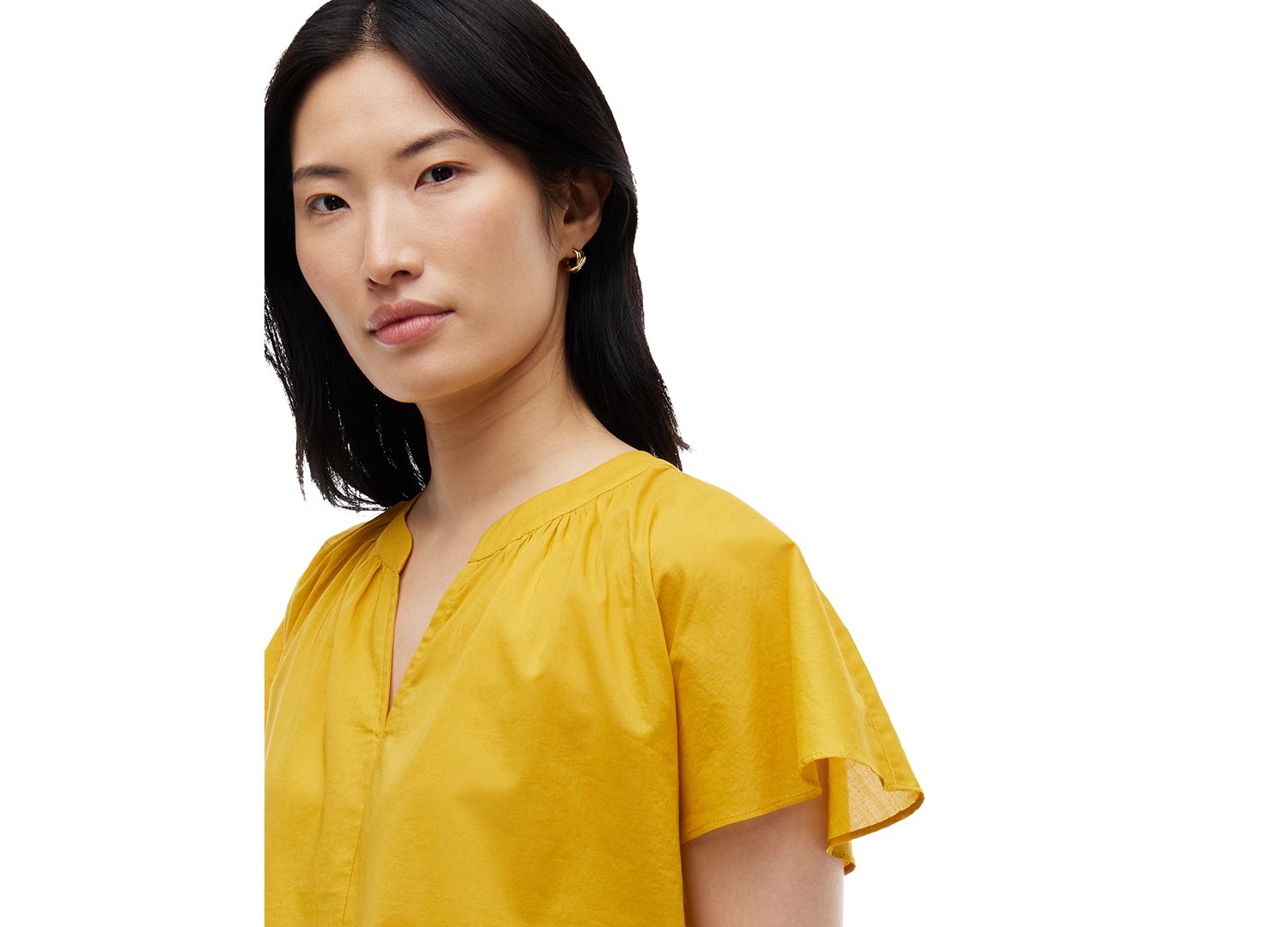 Women's Voile Popover Flutter Sleeve Blouse