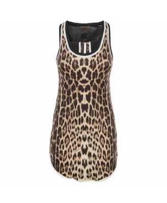 Women's Gym Leopard Print Layered-Look Tank Top