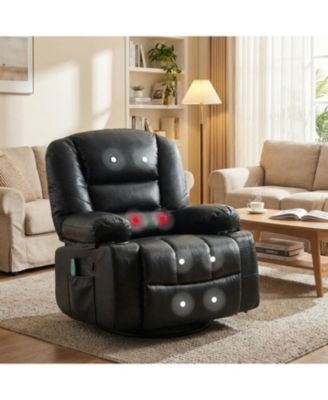 Oversized Recliner Chair, 360degree(s) Swivel Recliner for Adults,Rocking Recliner Chair with Heat and Massage