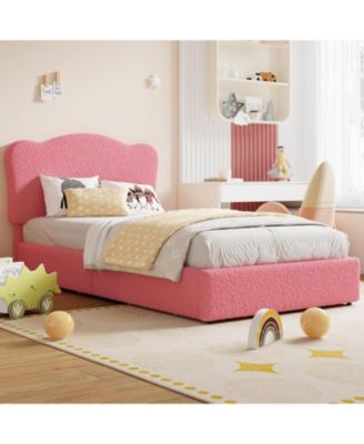 Twin Bed Frame for Kids with 2 Drawers, Velvet Twin Bed for Girls, Boys, Sturdy Platform Bed, No Box Spring Needed, Noise Free