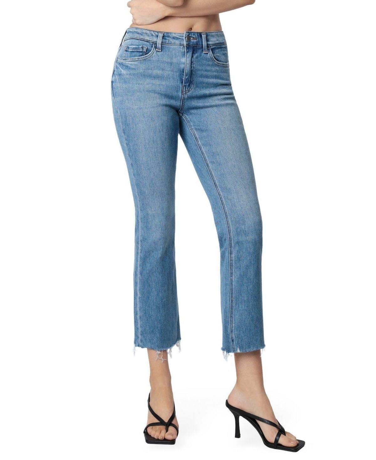 Flying Monkey Women's High Rise Distressed Hem Kick Flare Jeans