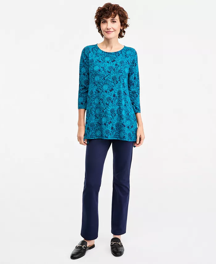 Women's Floral 3/4-Sleeve Swing Top - thumbnail 5