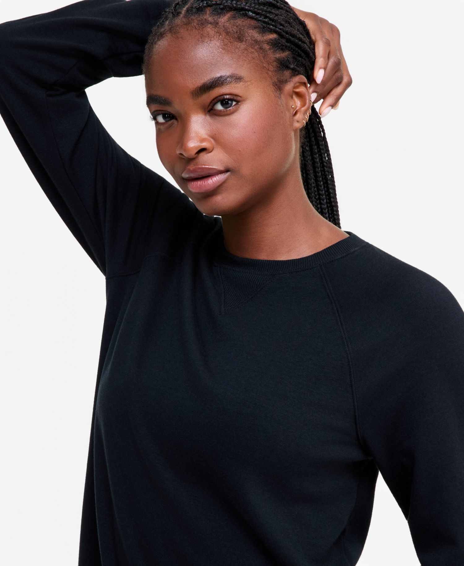 Women's Fleece Pullover Tunic Crewneck Long-Sleeve Sweater